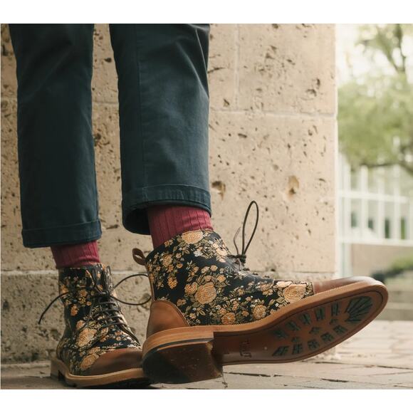 Taft The Jack Floral Boots Cognac Leather Black Eden Jacquard Bold Elevated main image 12
